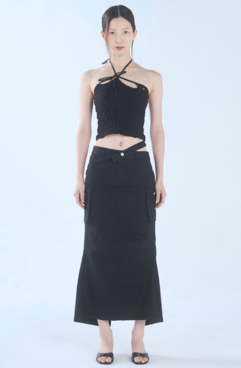 페인오어플레져 닉스 롱 카고스커트 블랙 M 판매 상품이미지1