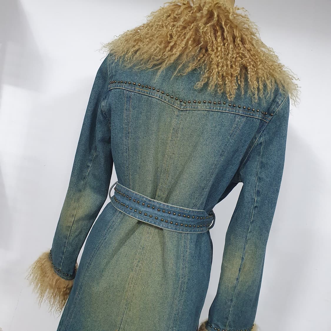 세실맥비 빈티지 리얼 티벳 램퍼 스터드데님 코트 오네갸루 라떼갸루 y2k 상품이미지5