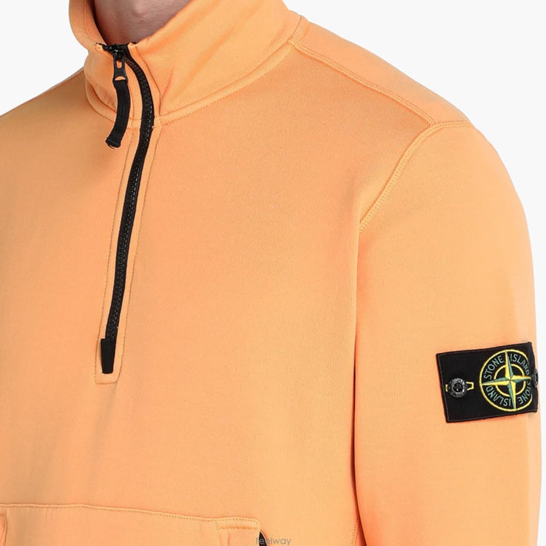 (1회착)스톤 아일랜드 21s/s 하프 집 스웻셔츠 연주황 XL 상품이미지10