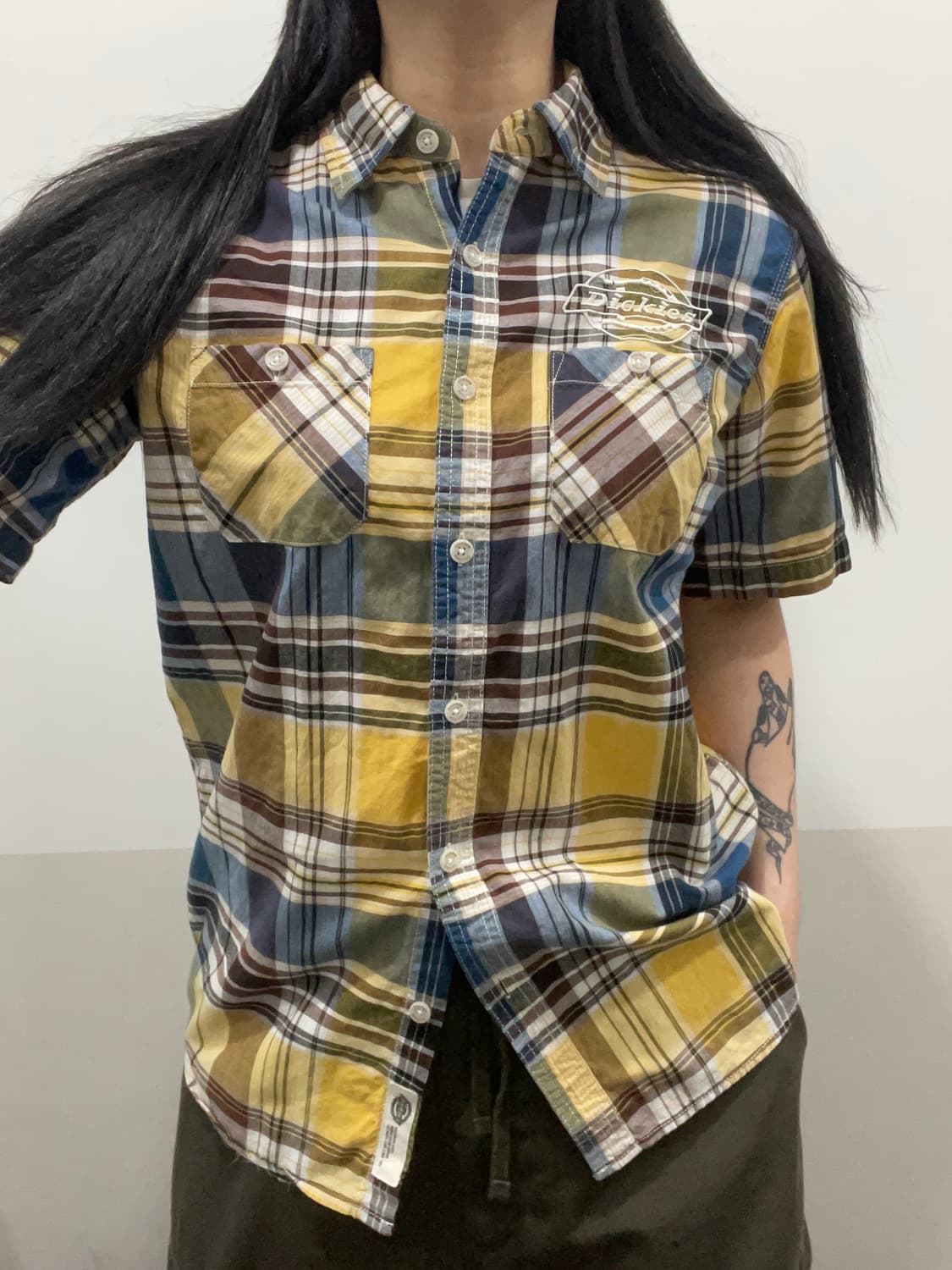 Dickies 디키즈 자수로고 체크 반팔셔츠 상품이미지1