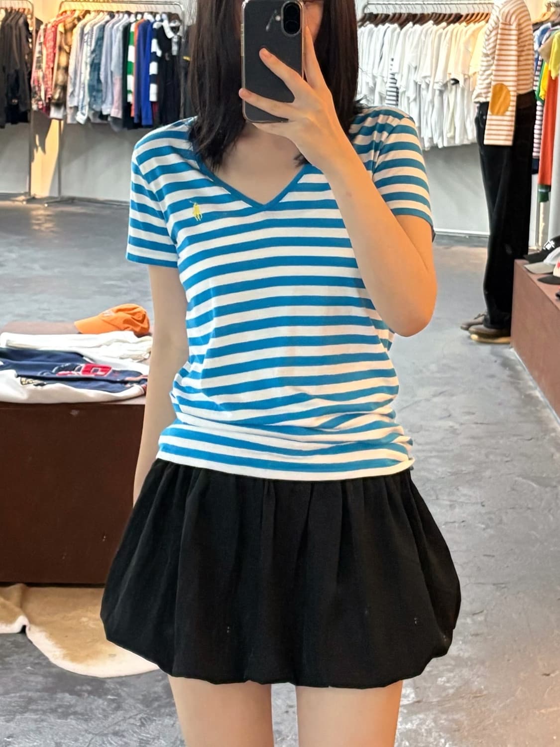 폴로 랄프로렌 브이넥 단가라 반팔 티셔츠 상품이미지1