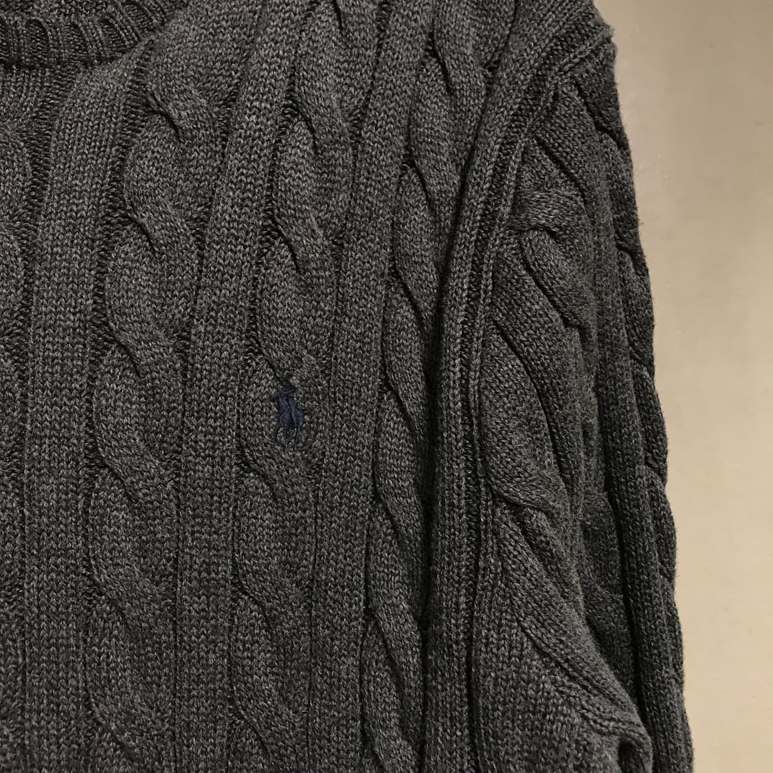 폴로 랄프로렌 QR 케이블 니트 차콜 XL 상품이미지4