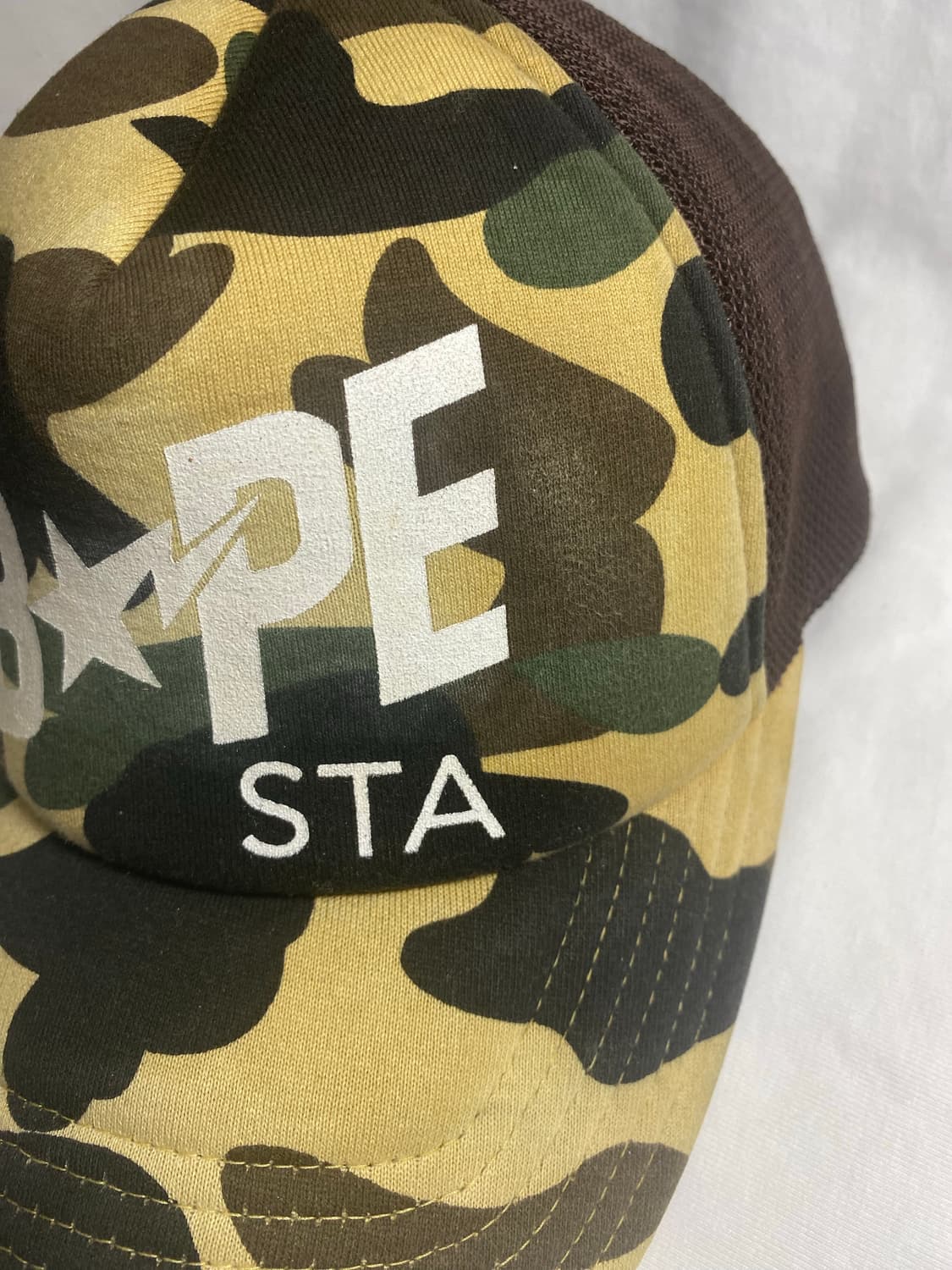 Bape 베이프 카모 메쉬캡 트러커캡 모자 황계 상품이미지9