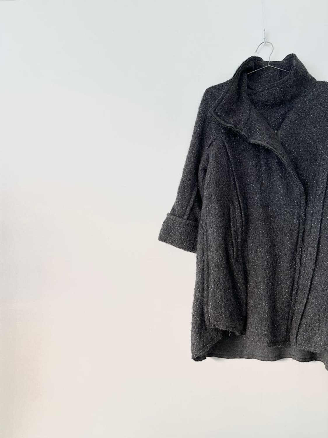 MINE high neck drape boucle coat / grey 상품이미지3