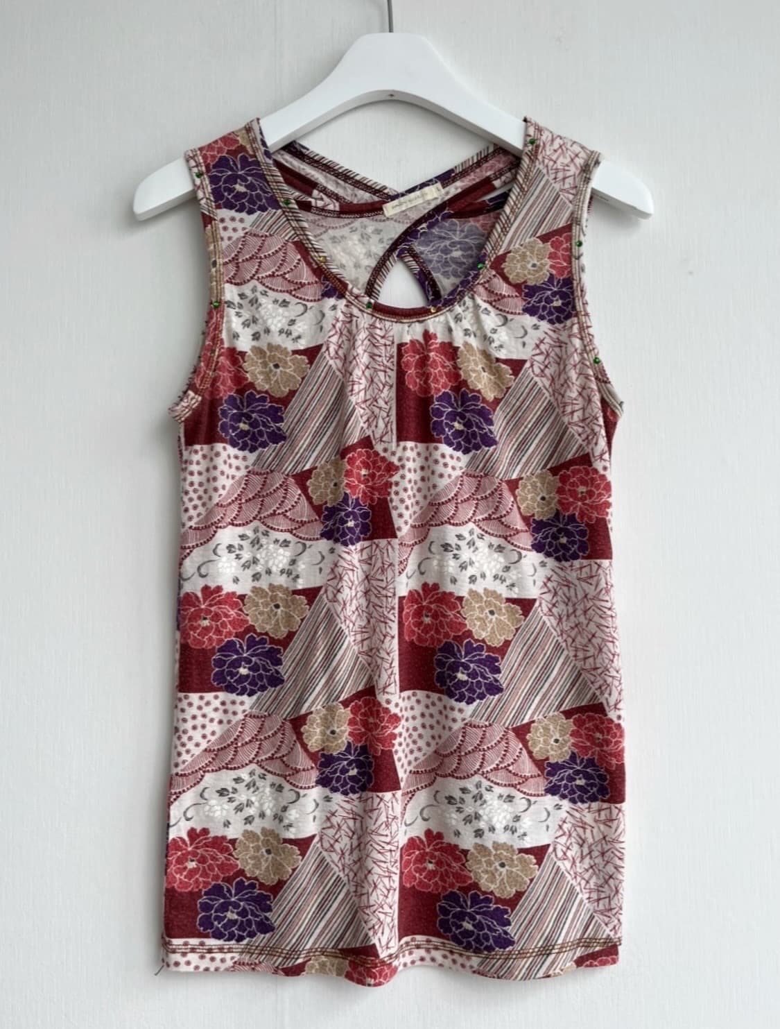 기모노 플라워 패치 큐빅 슬리브리스 상품이미지2