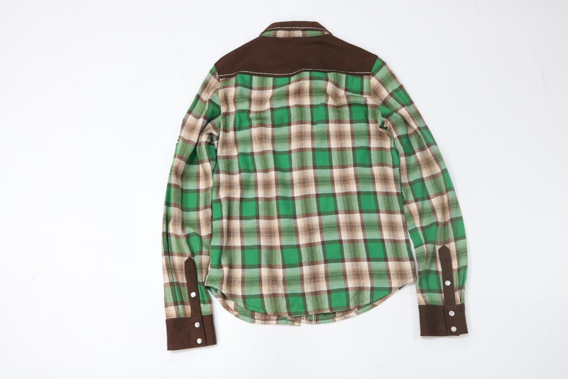 CRU 빈티지 그린 체크 웨스턴 배색 셔츠 (L) 상품이미지7