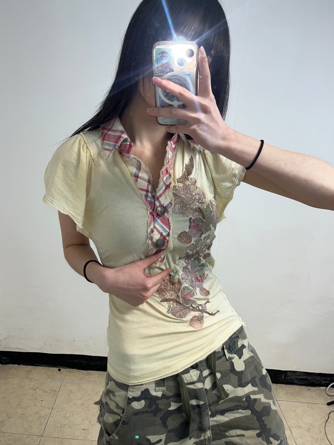 오리엔탈 프린팅 그런지 앤틱 버튼 카라티 상품이미지4