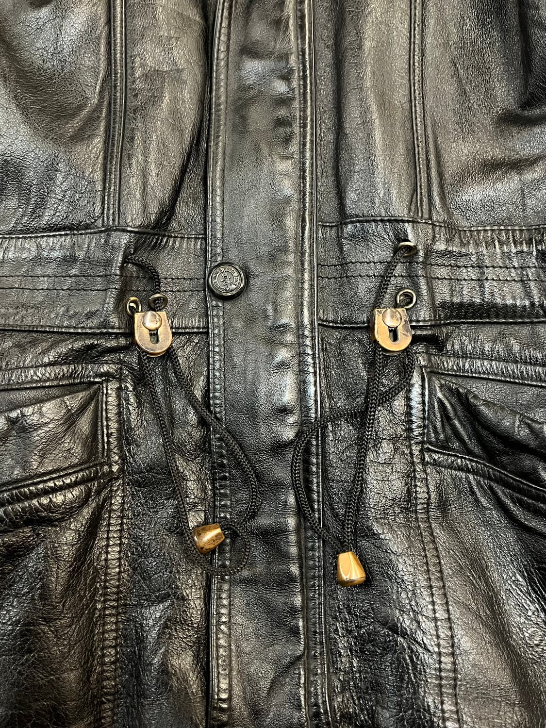 빈티지 오스카나 버튼 레더 자켓 블랙 100 #csz2143 상품이미지4