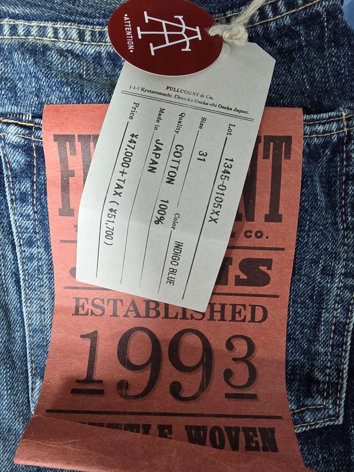 풀카운트 0105 피어오브다크 31사이즈 상품이미지4