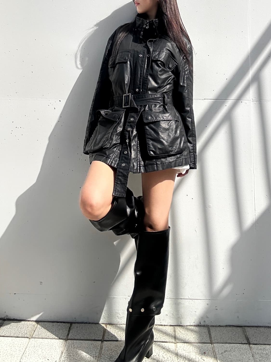 Komodosquare loose buckle leather jacket 상품이미지1