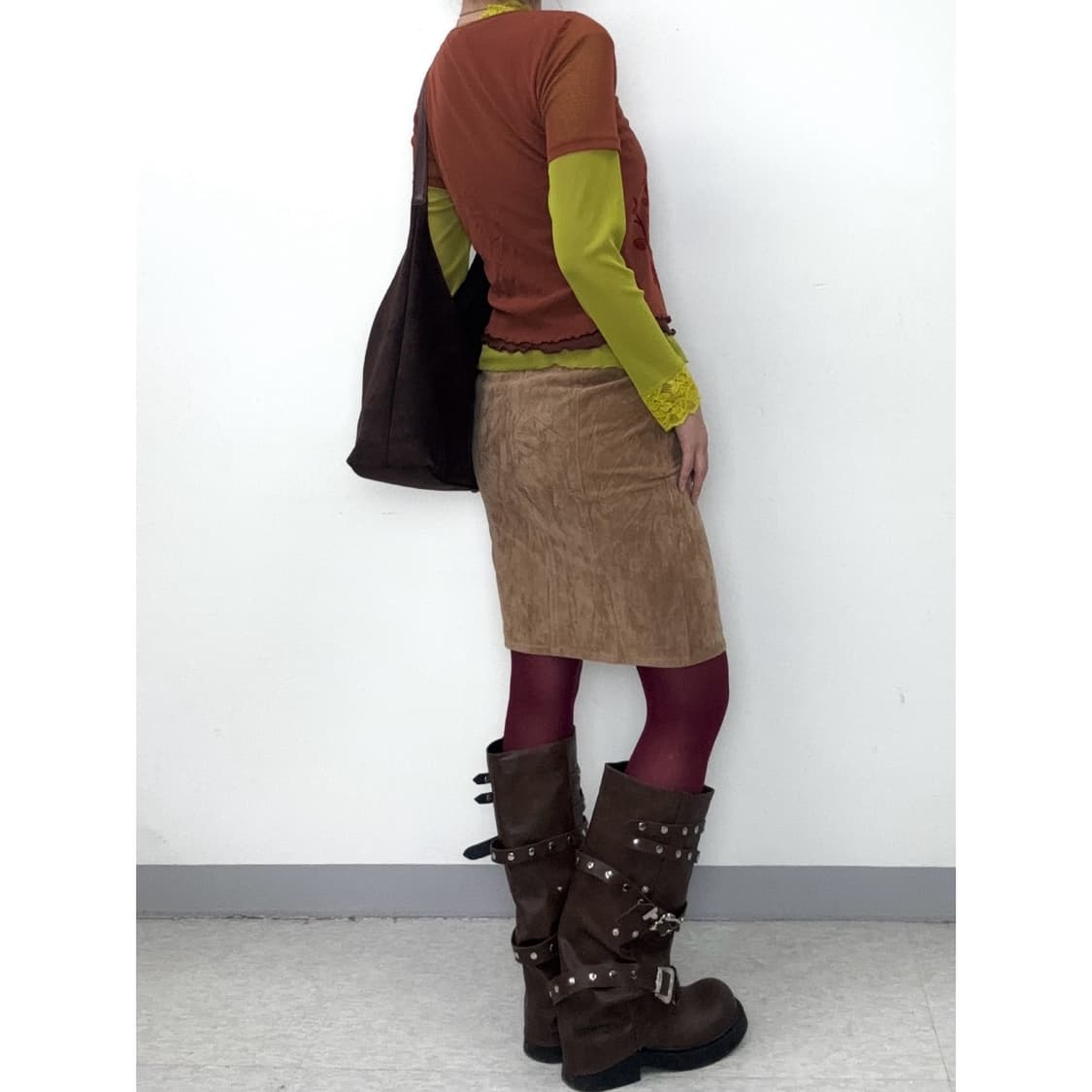 빈티지 브라운 스웨이드 스커트 상품이미지4