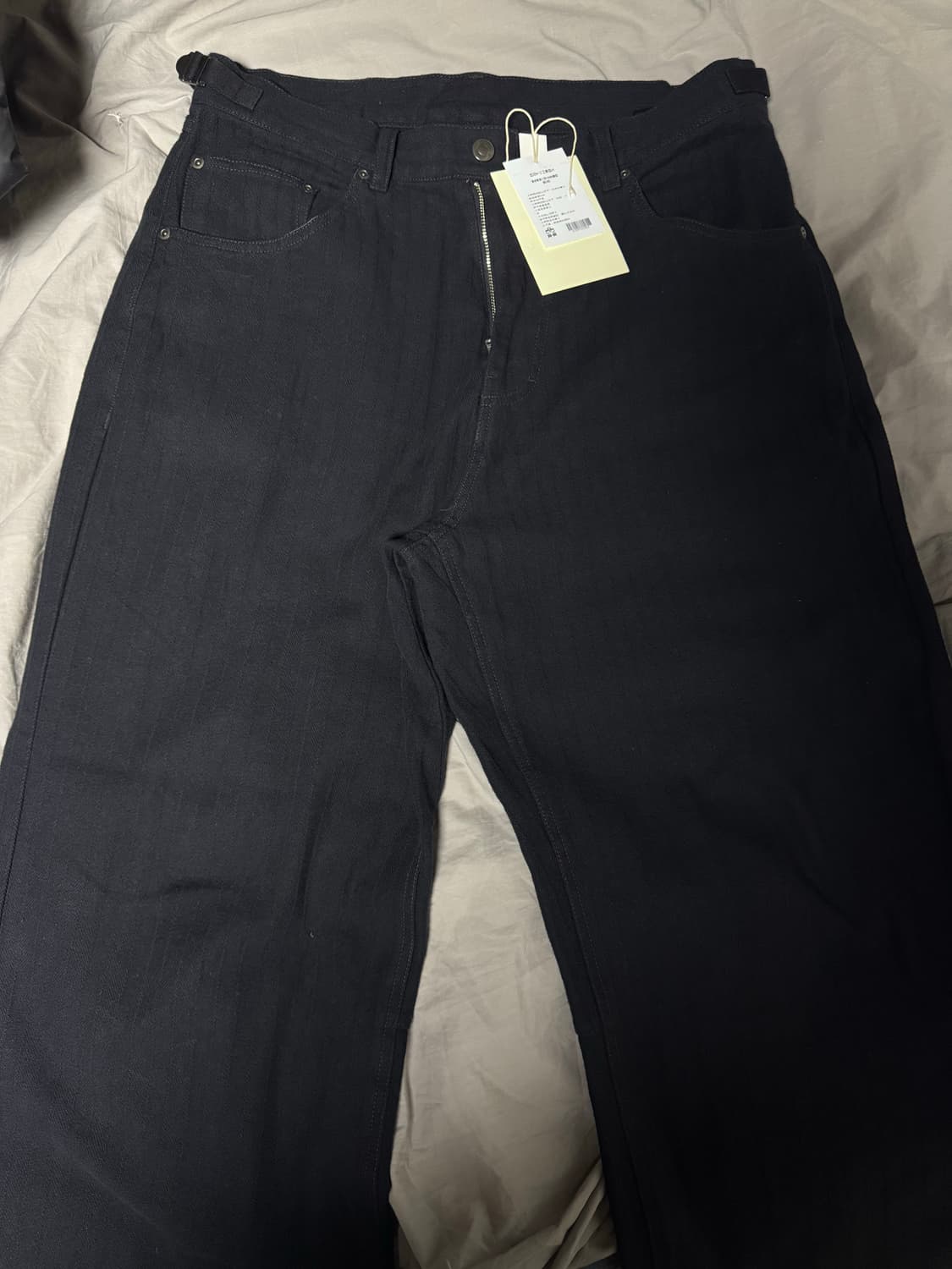 4) 폴리테루 스트라이프 고시마 팬츠 블랙 상품이미지1