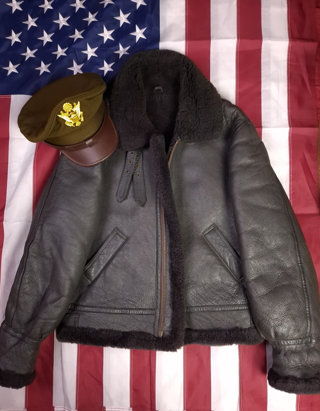 90's 국내산 미공군 B-3 TYPE 리얼레더 항공폭격기 무스탕 상품이미지2