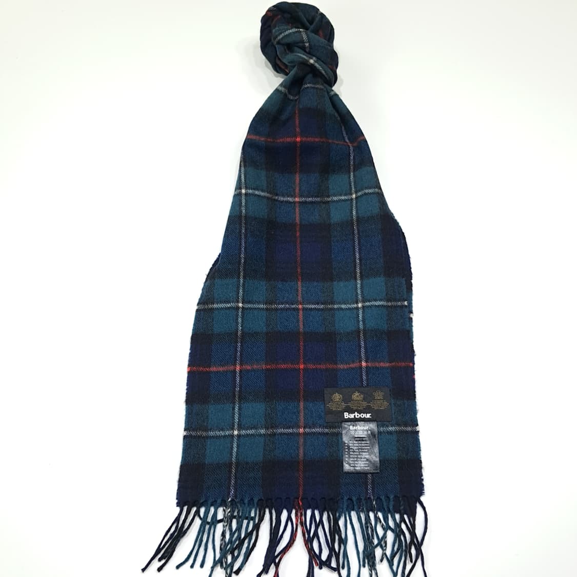 MX538 바버 00s 울캐시미어 타탄체크 네이비 머플러 목도리 상품이미지1