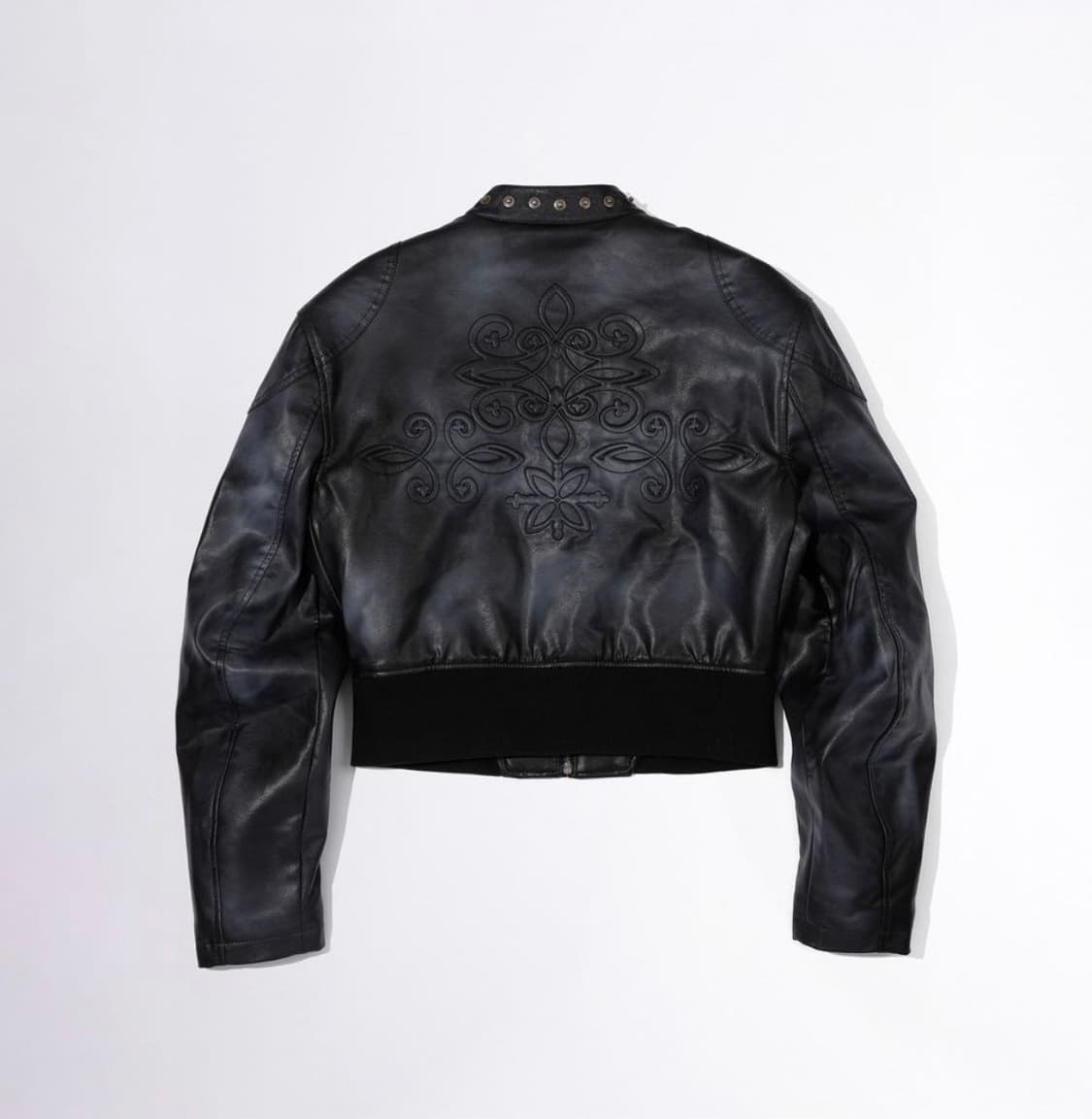 Emboss Faux Leather Bomber Black 상품이미지2