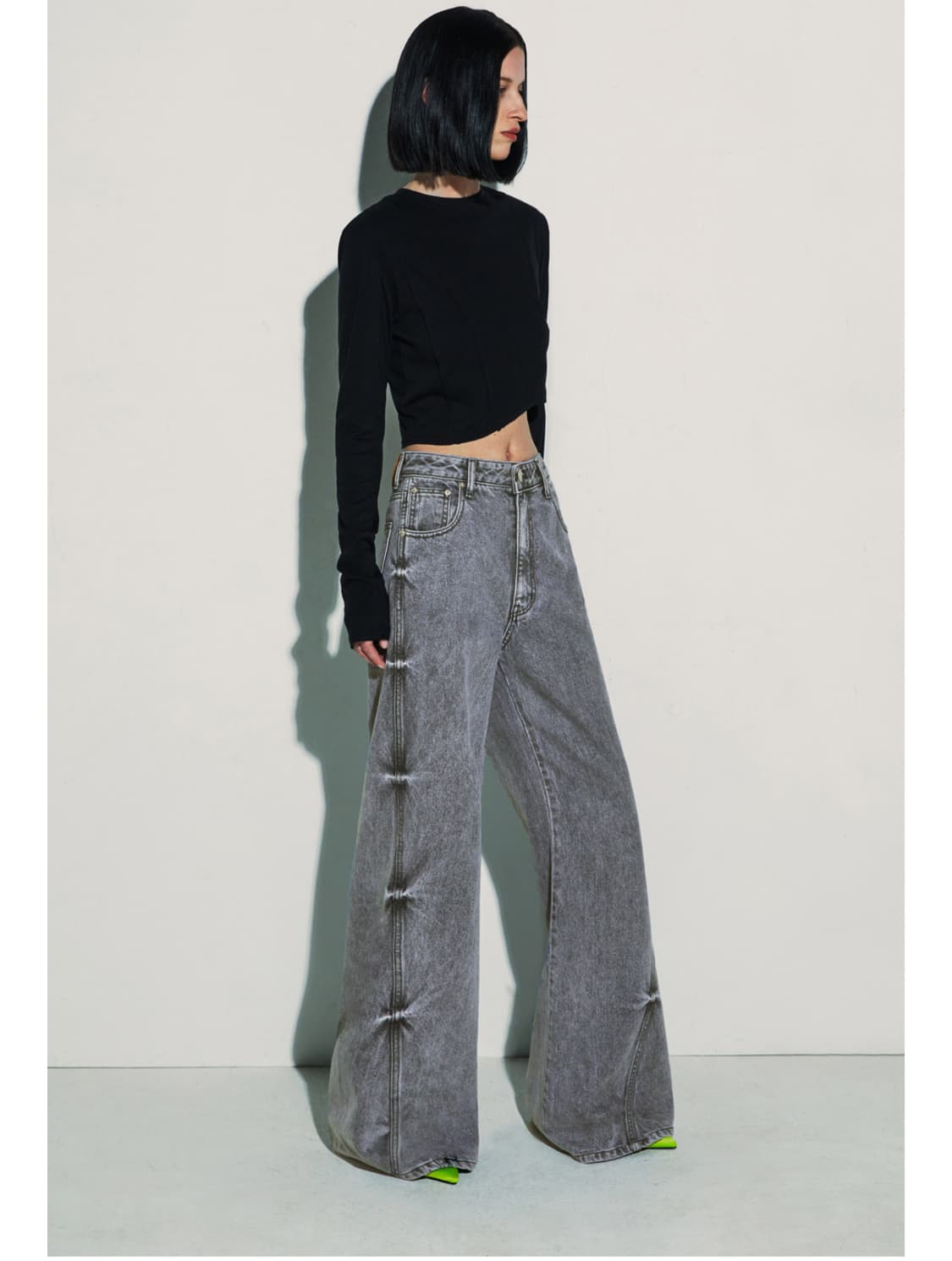 커렌트 미드 라이즈 워싱 진 그레이 상품이미지3