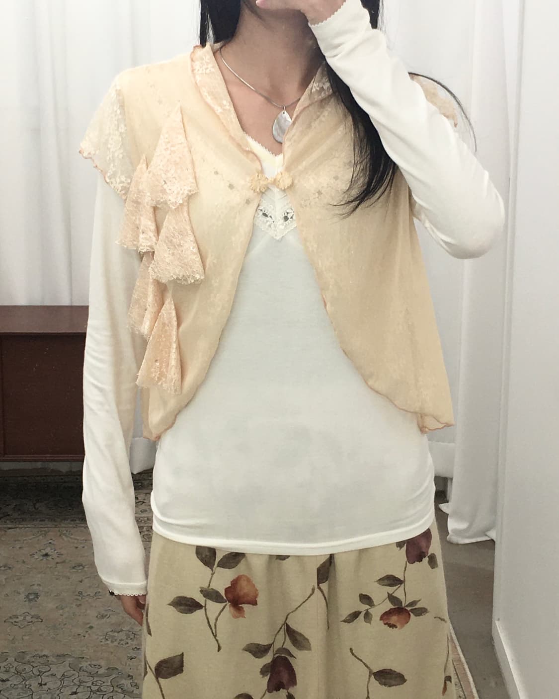 아이보리 프릴 가디건 상품이미지5