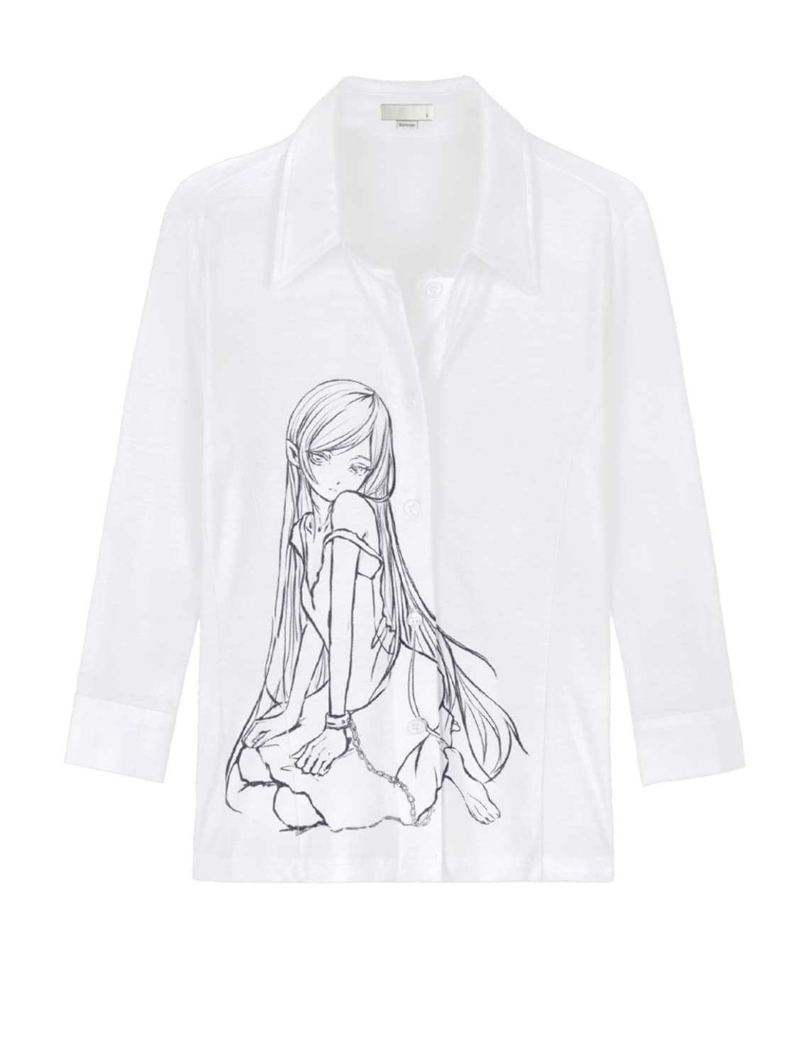 본네 셔츠 Three-quarter sleeve shirt (White) 상품이미지1