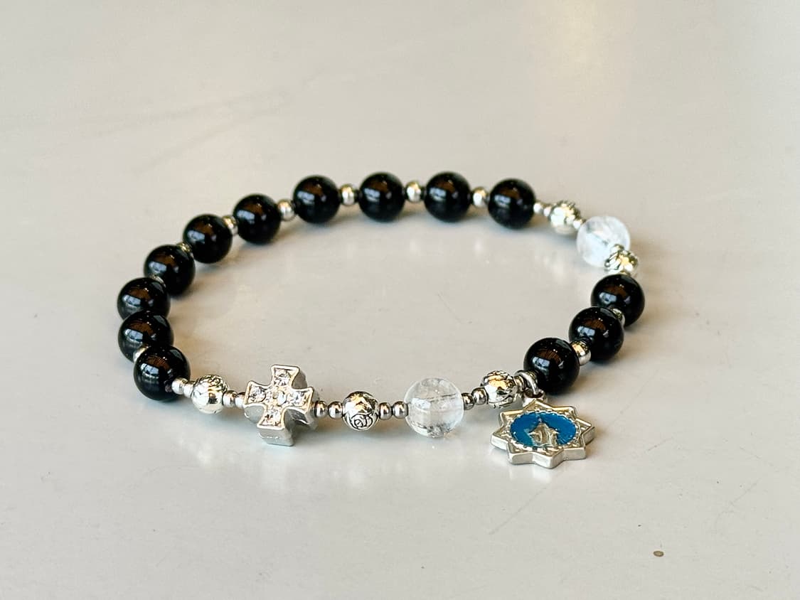 (맞춤) 천연석 오닉스 백수정 묵주팔찌 원석팔찌 상품이미지1