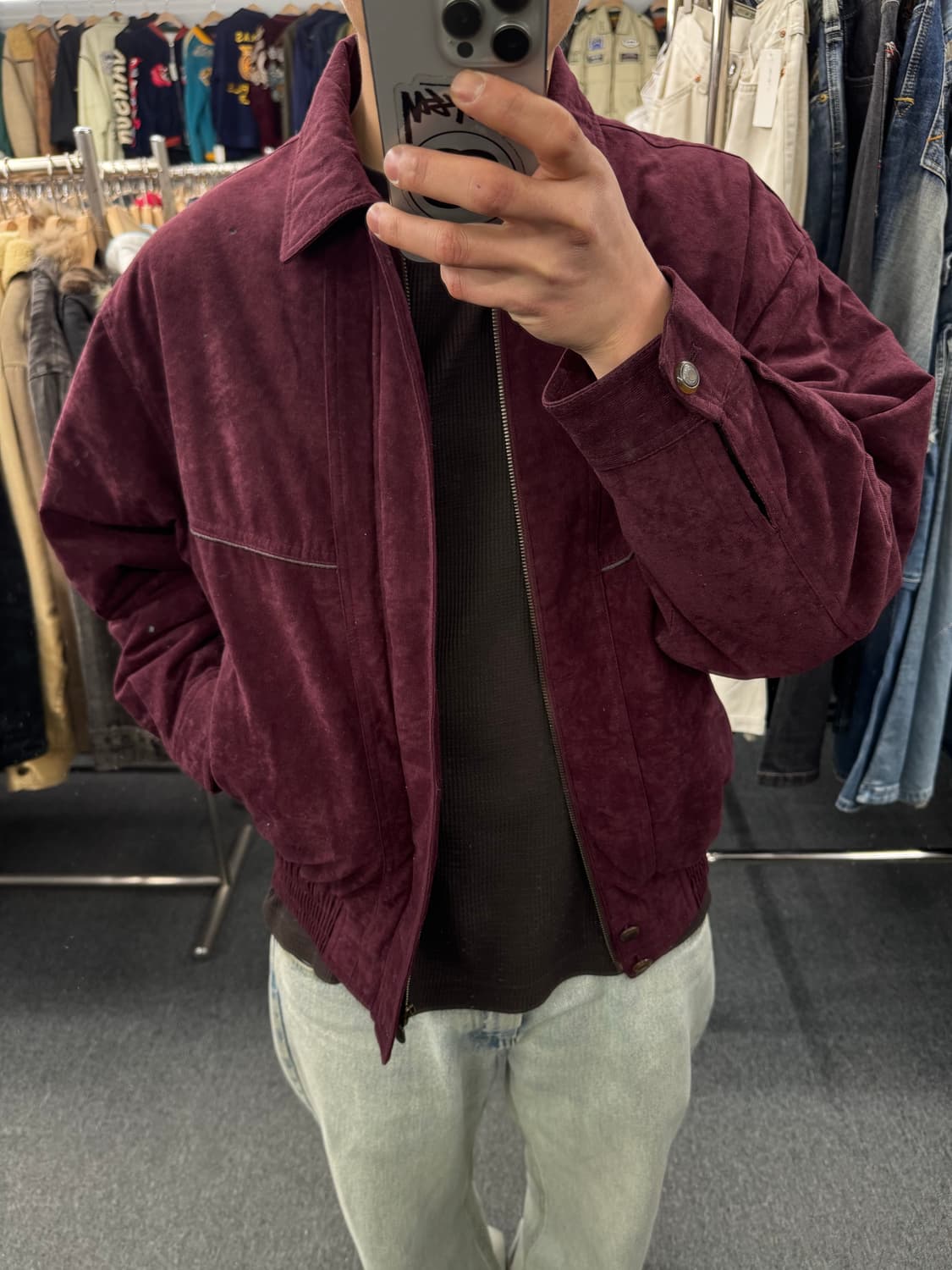 OS)World Top 빈티지 퍼플 코듀로이 블루종 봄버 자켓 상품이미지1