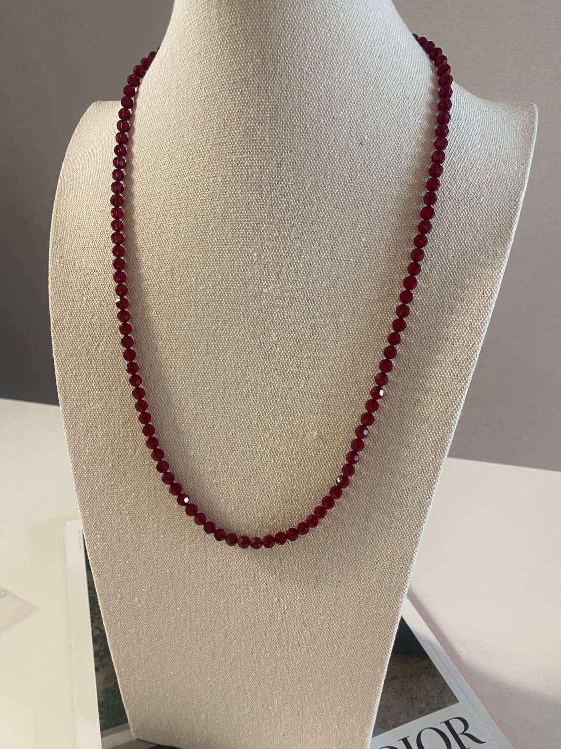 빈티지 레드 크리스탈 비즈 롱 목걸이 상품이미지2
