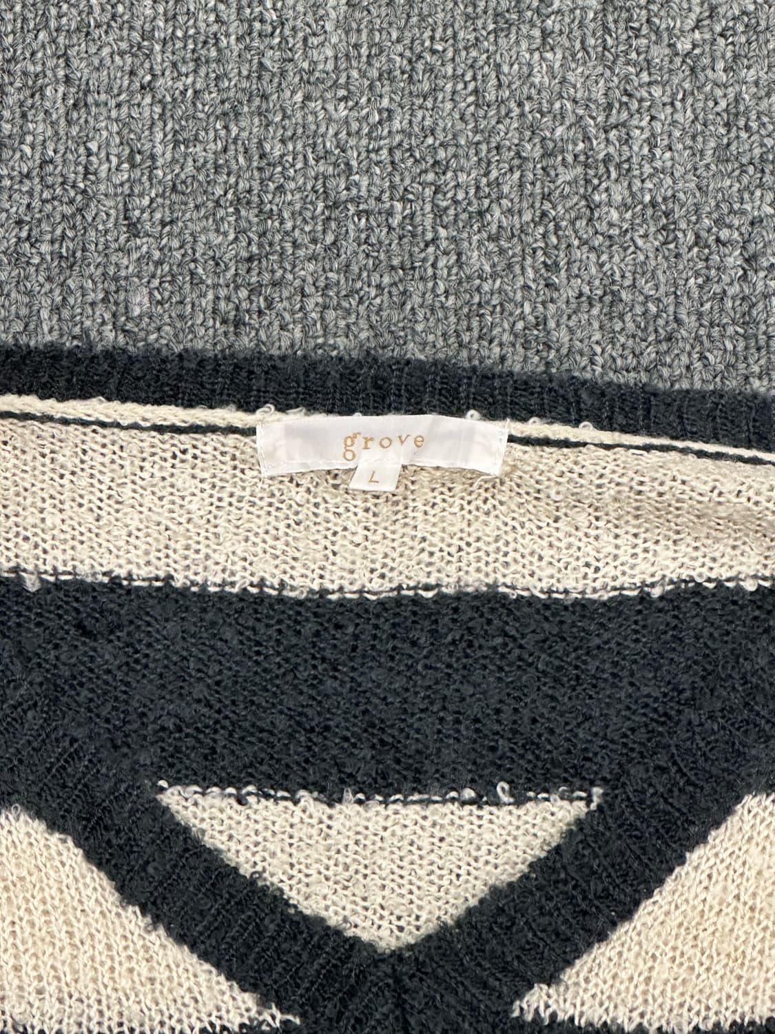 L)GROVE vintage 여성 V넥 스트라이프 니트 상품이미지2
