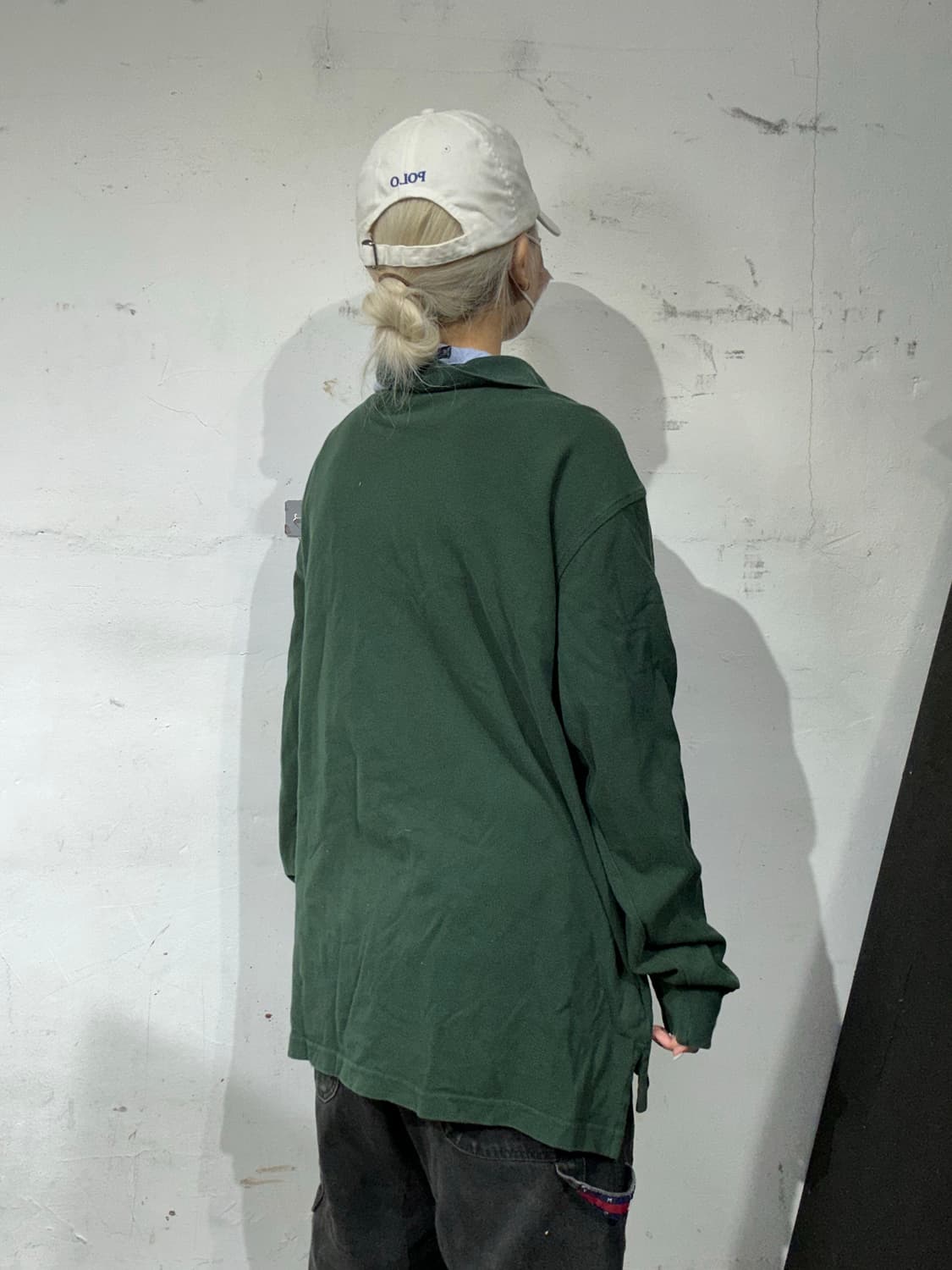 타미 힐피거 그린 오버핏 카라 긴팔티 XL 상품이미지3