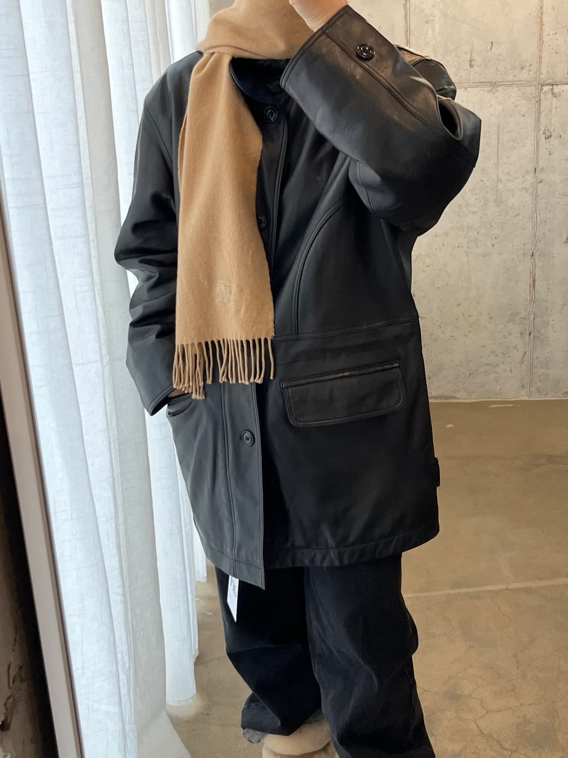 BURBERRY 버버리 캐시미어 로고 머플러 베이지 상품이미지4