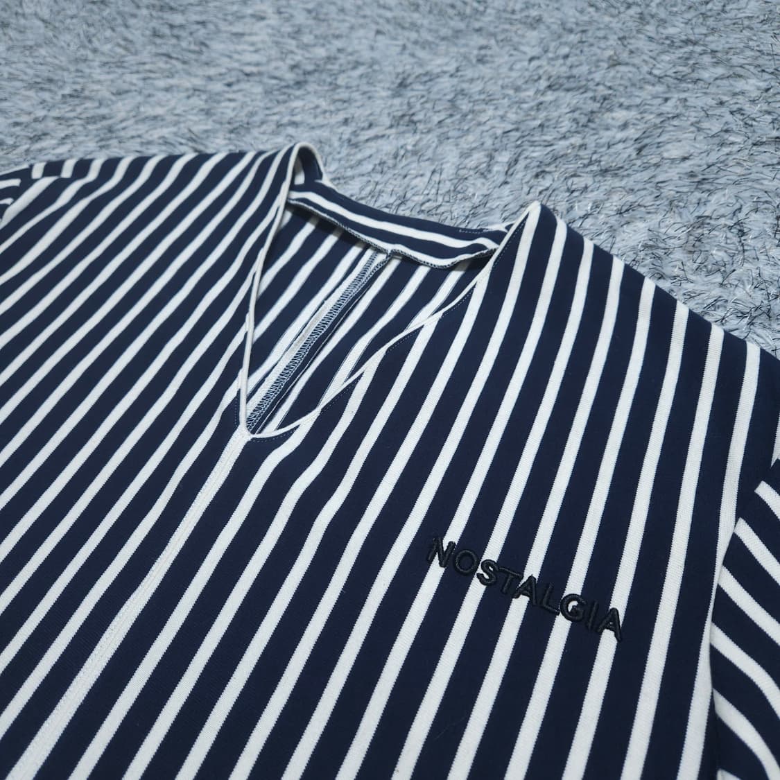 시스템) Free 여자 스트라이프 브이넥티셔츠 / 왕눈이샵 상품이미지4