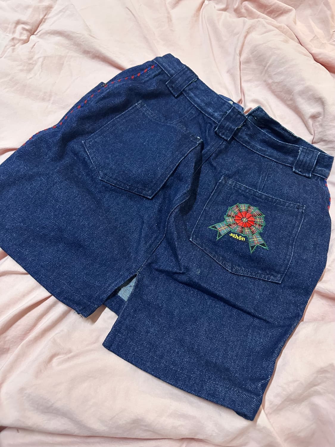 뒤 트임 트랙 데님 스커트 상품이미지1