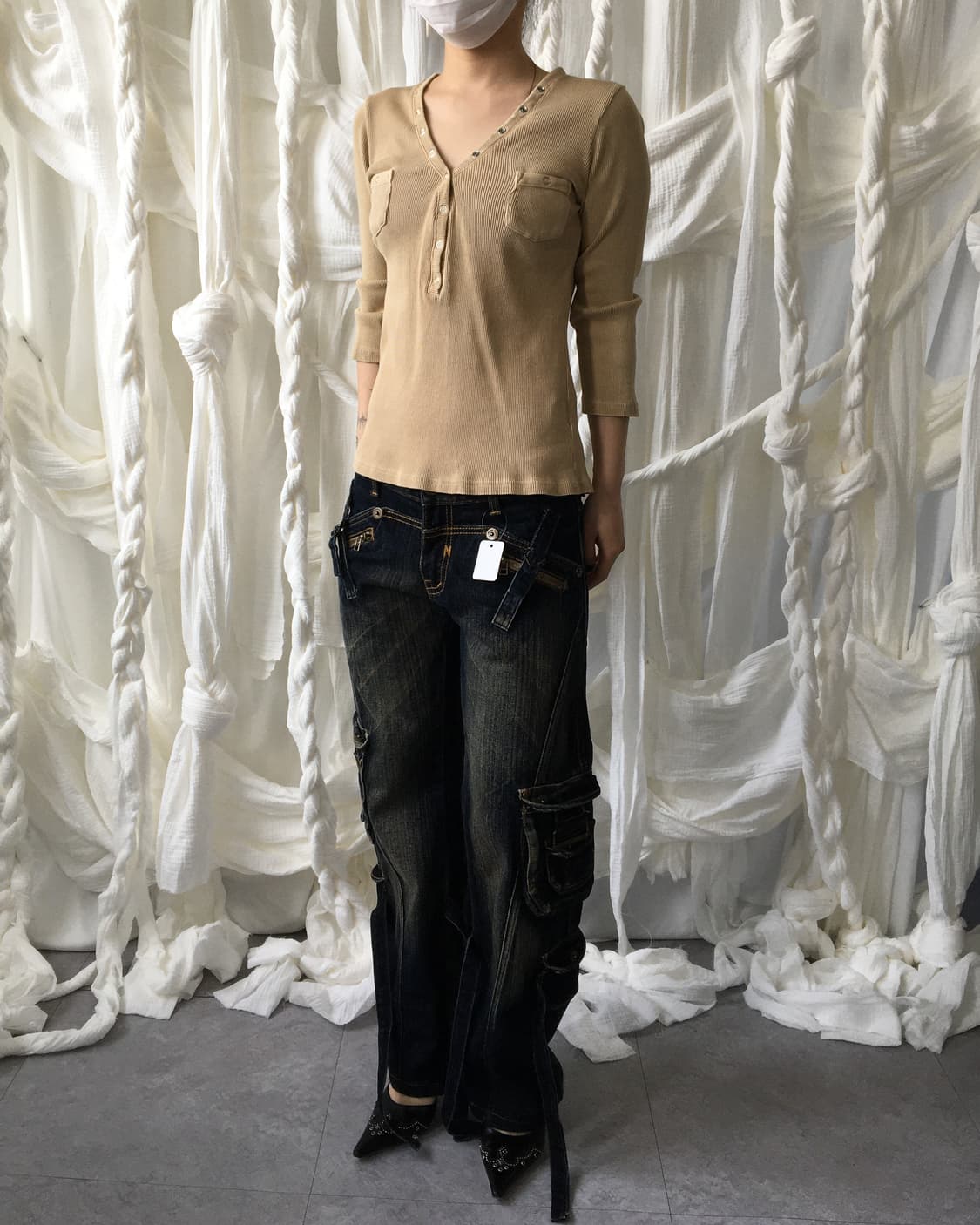 Sky bomber Henry neck ribbed sleeve 상품이미지6