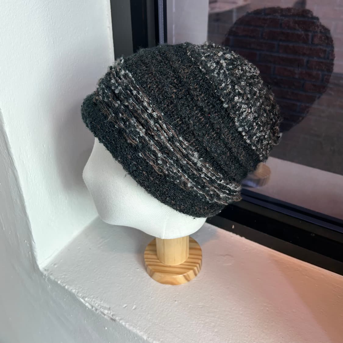 그레이 패턴 니트 비니 상품이미지3