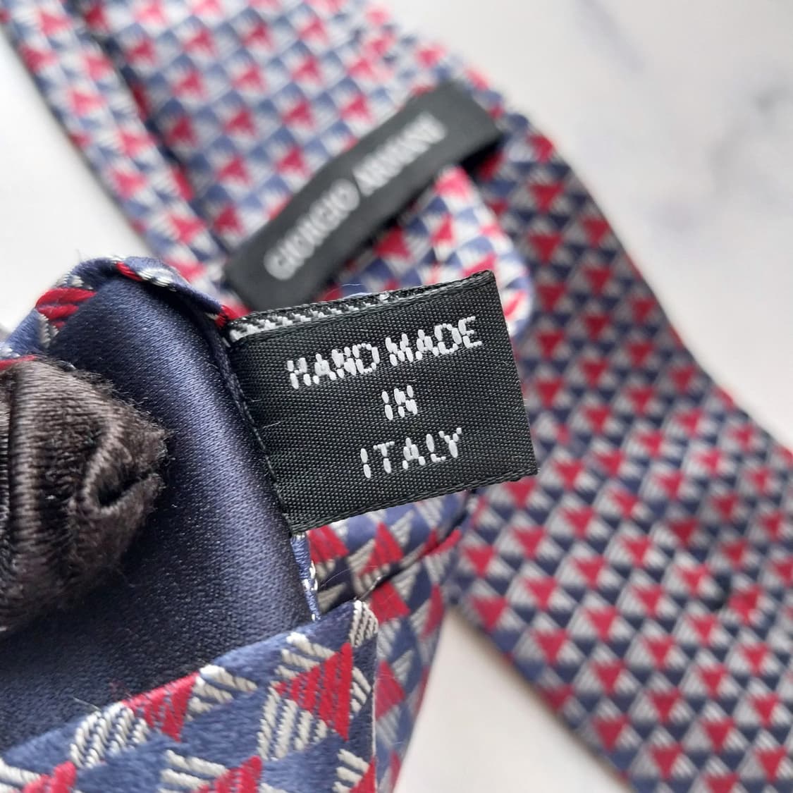 조르지오 아르마니 실크 네이비 패턴 넥타이 8.6cm A+등급 K1688 상품이미지10