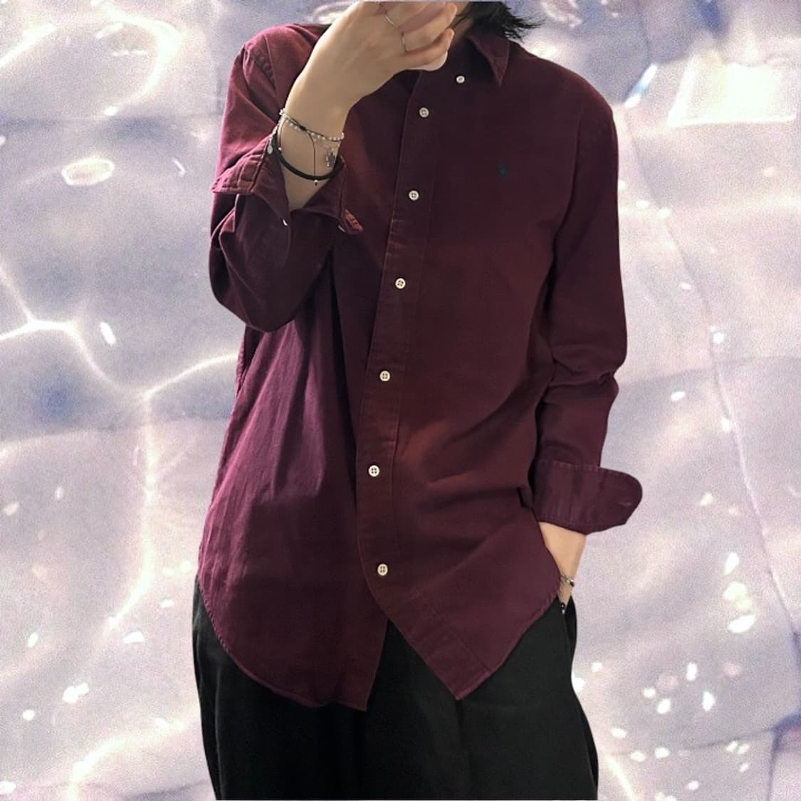 폴로 랄프로렌 솔리드 셔츠 버건디 S   상품이미지2