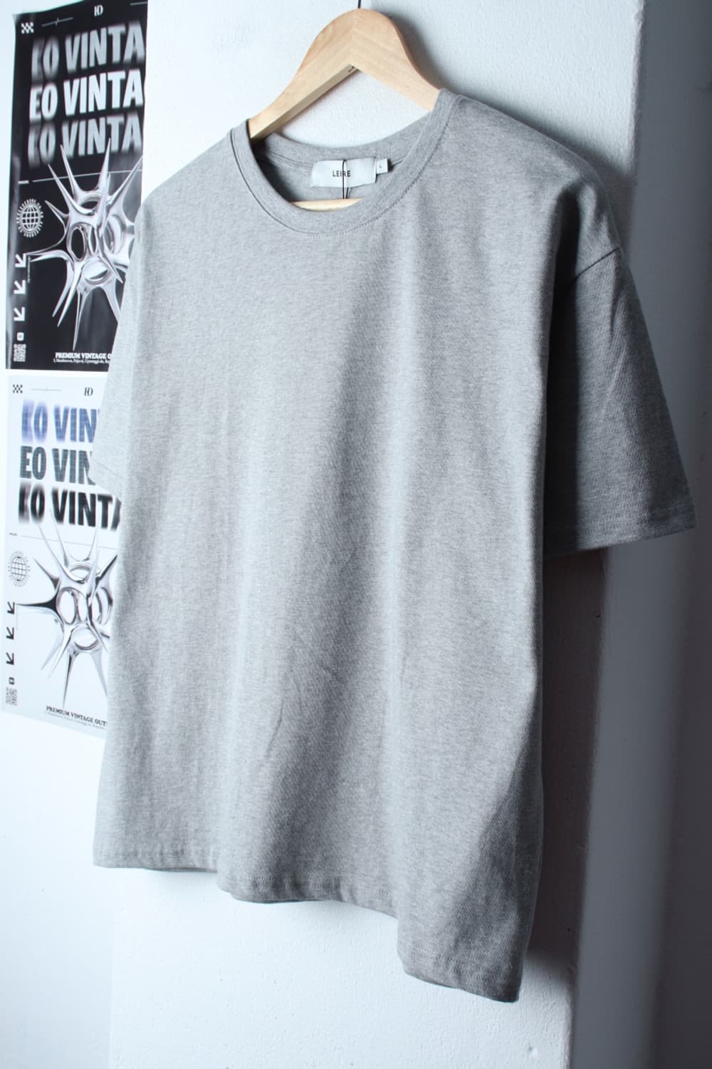 W(L-XL) 르아르 반팔 티셔츠 새상품 오버핏 그레이 무지-H31403 상품이미지1