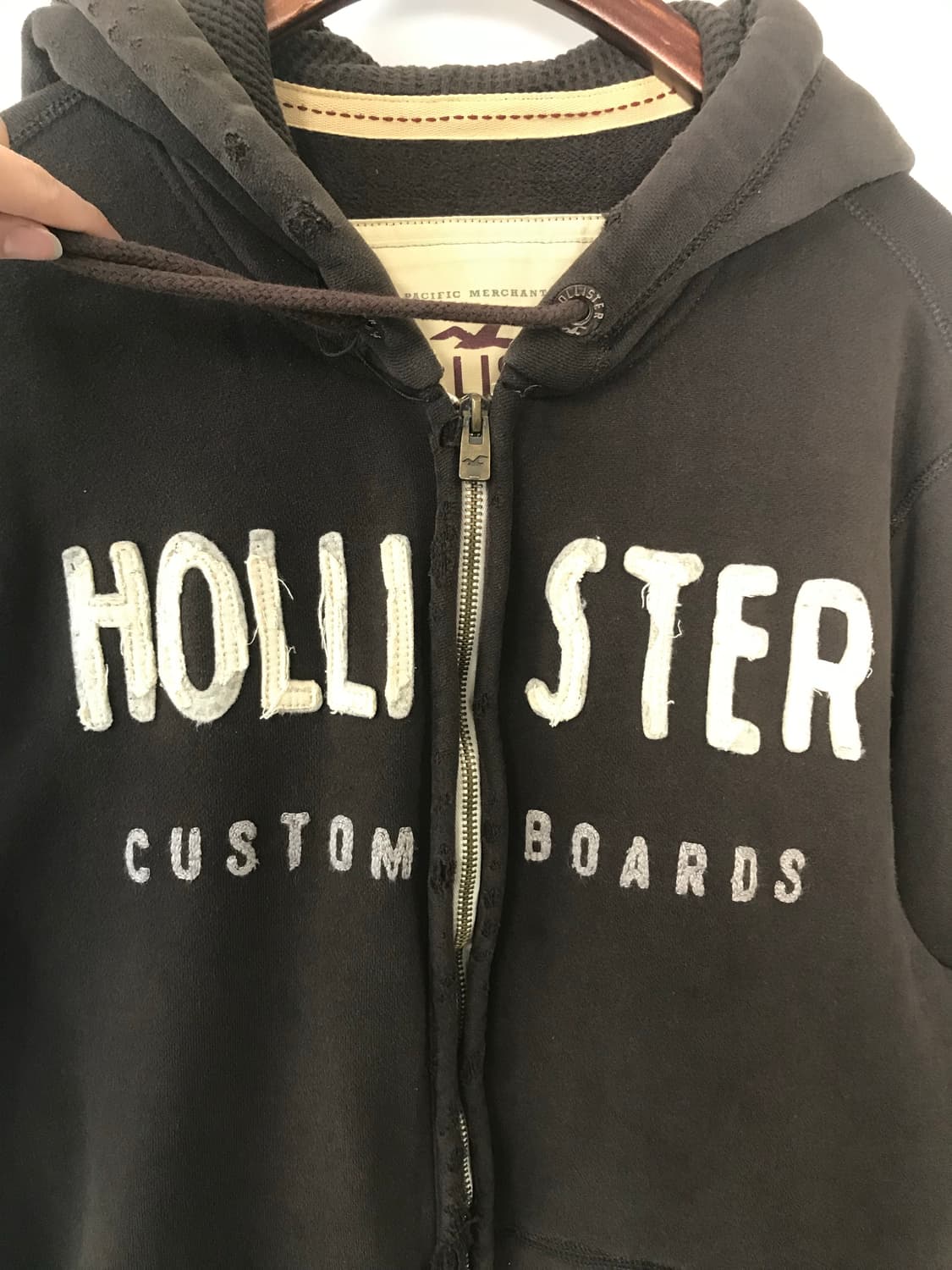 홀리스터 y2k 와투케 브라운 헤비 후드집업 상품이미지4
