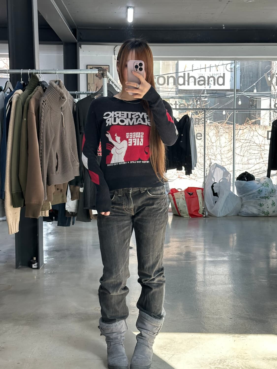 히스테릭글래머 Dizzy & Milky아가일 니트롱슬리브 상품이미지2