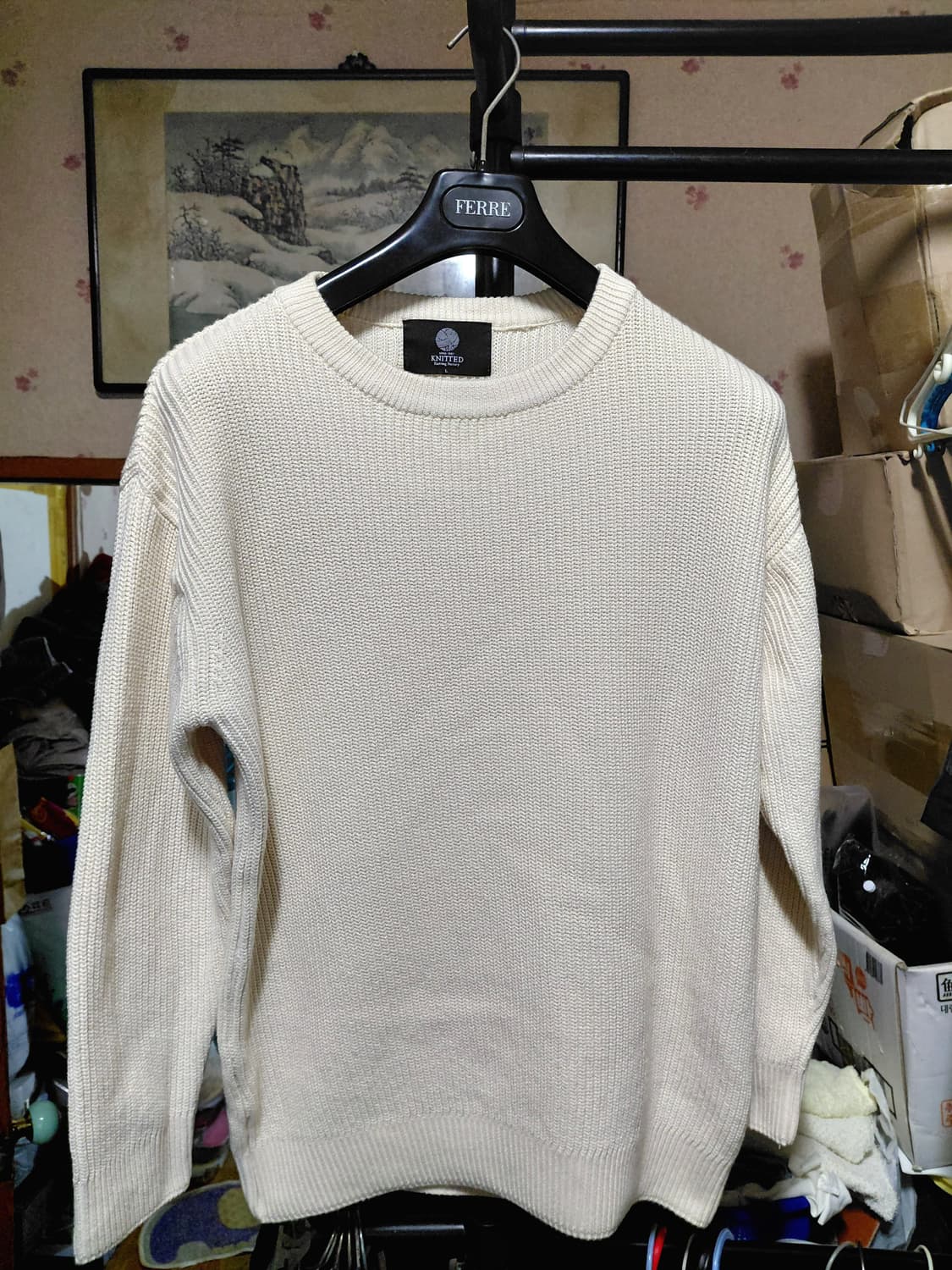 [니티드]면 골지 라운드넥 니트 L사이즈 상품이미지9