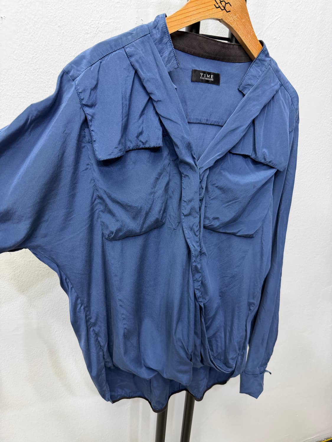 정품) TIME 타임 한섬 실크 블루 셔츠형 자켓 88 상품이미지2