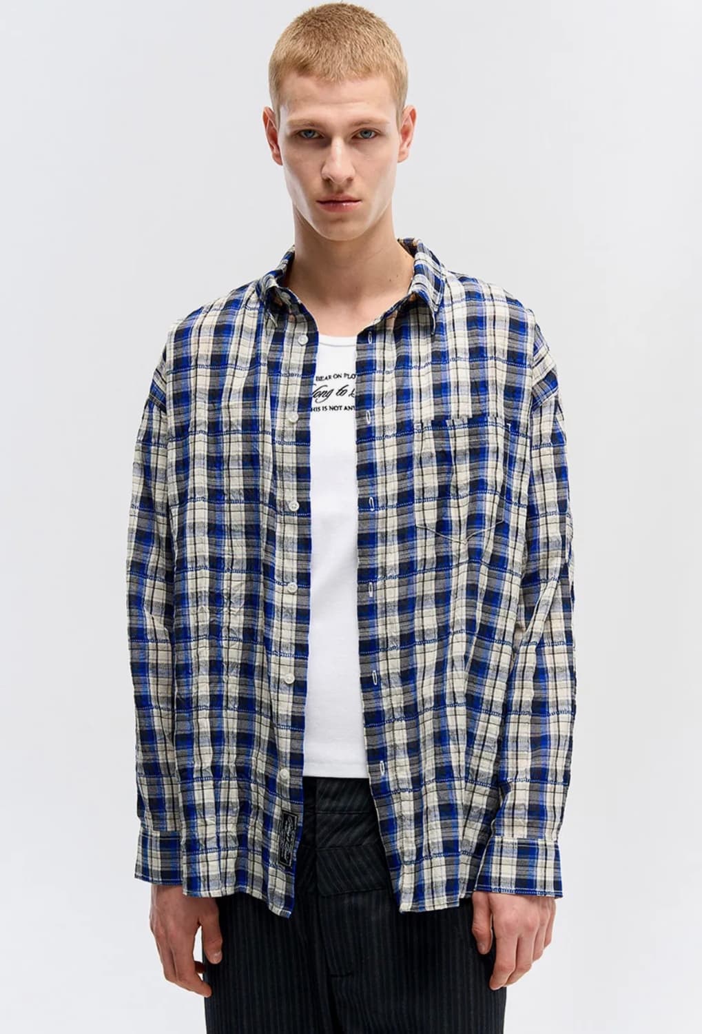 애니타임로릭 아이리스 체크셔츠 블루 M 상품이미지1