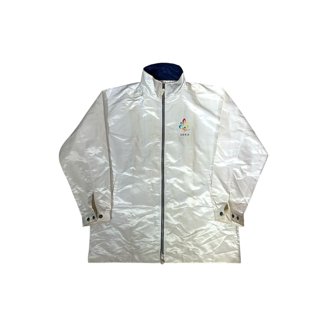 미즈노 화이트 빅 로고 프린팅 바람막이 트랙 자켓 L 상품이미지5