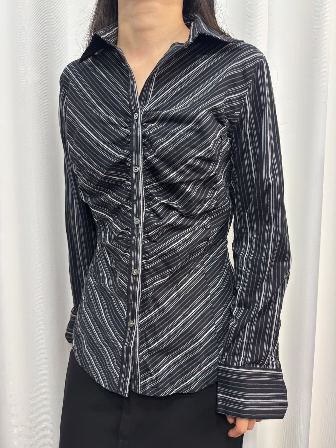 line shirring shirt 상품이미지2