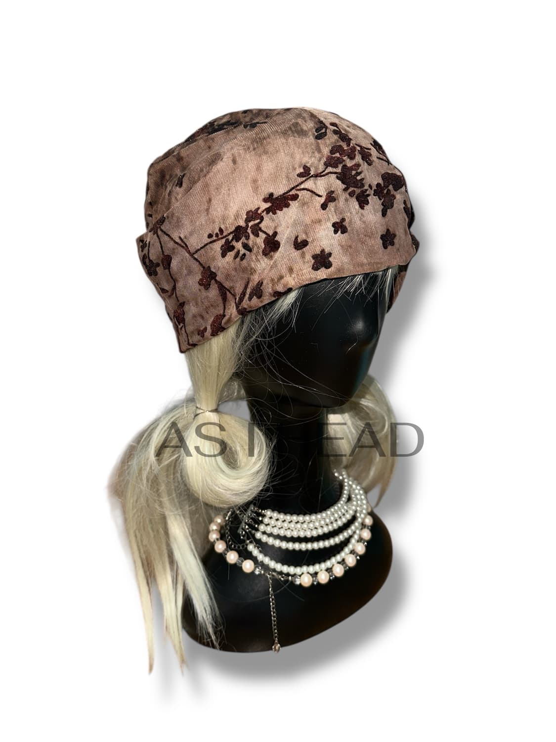 매쉬 플라워 벨벳 셔링 핸드메이드 롱 비니 상품이미지3