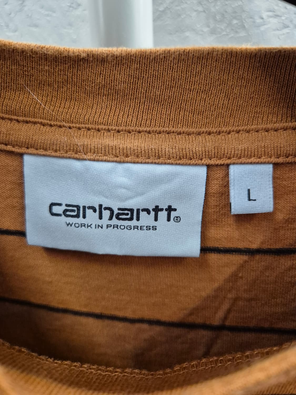 칼하트 WIP 스트라이프 반팔 티셔츠 브라운 L 상품이미지4