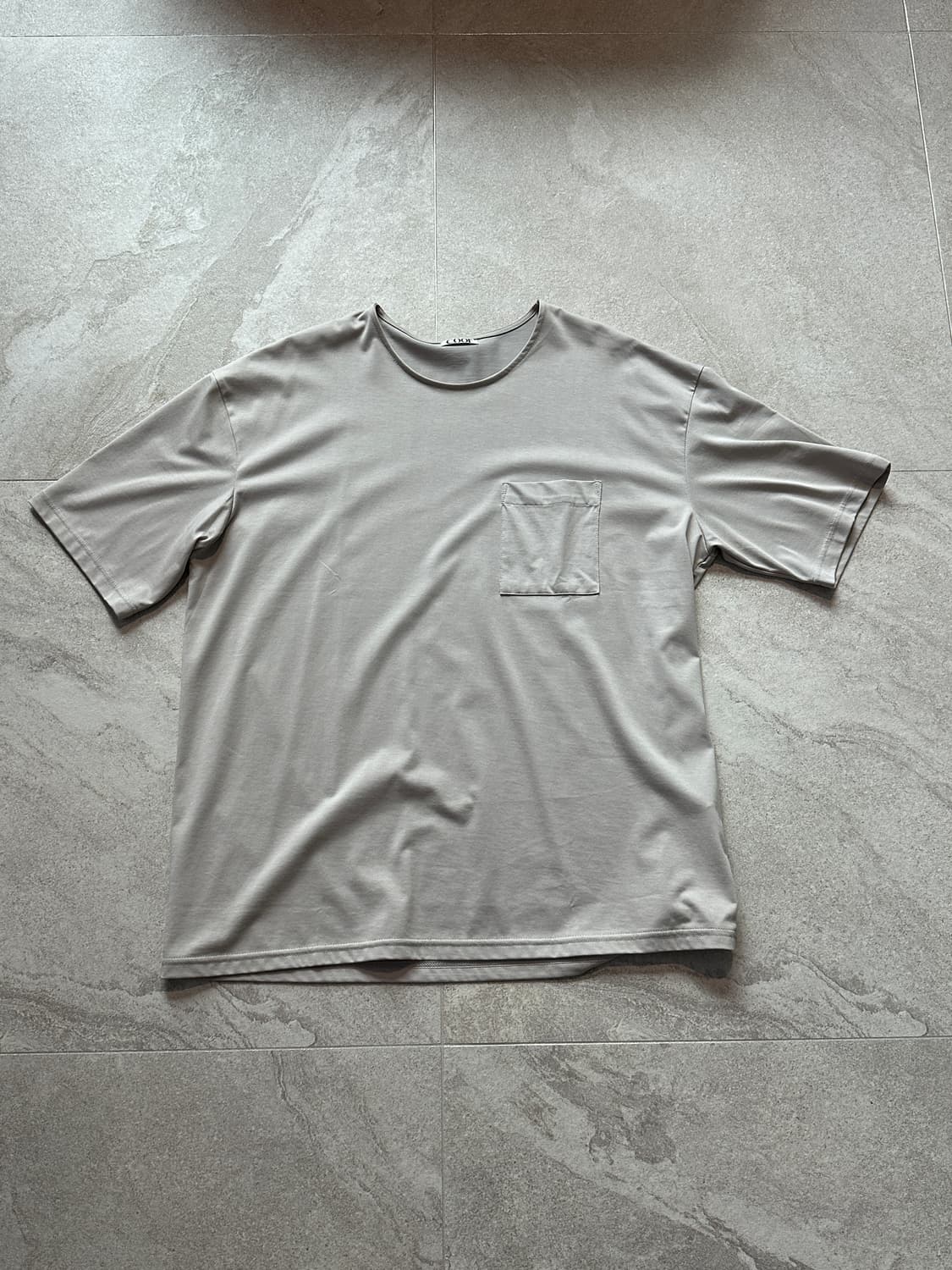 쿠어 수피마 코튼 세미오버핏 U넥 티셔츠 (라이트그레이) XL 상품이미지2