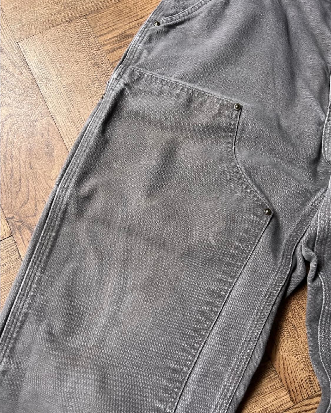 칼하트 USA 빈티지 워싱 차콜그레이 더블니 워크팬츠 33 상품이미지4