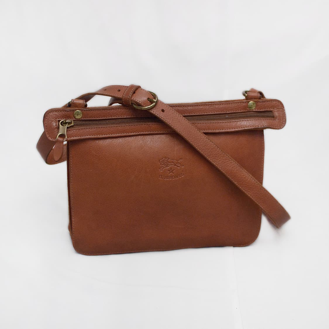 일비종떼 로니 더블 지퍼 트리오 포켓 가죽 숄더.크로스백 상품이미지1