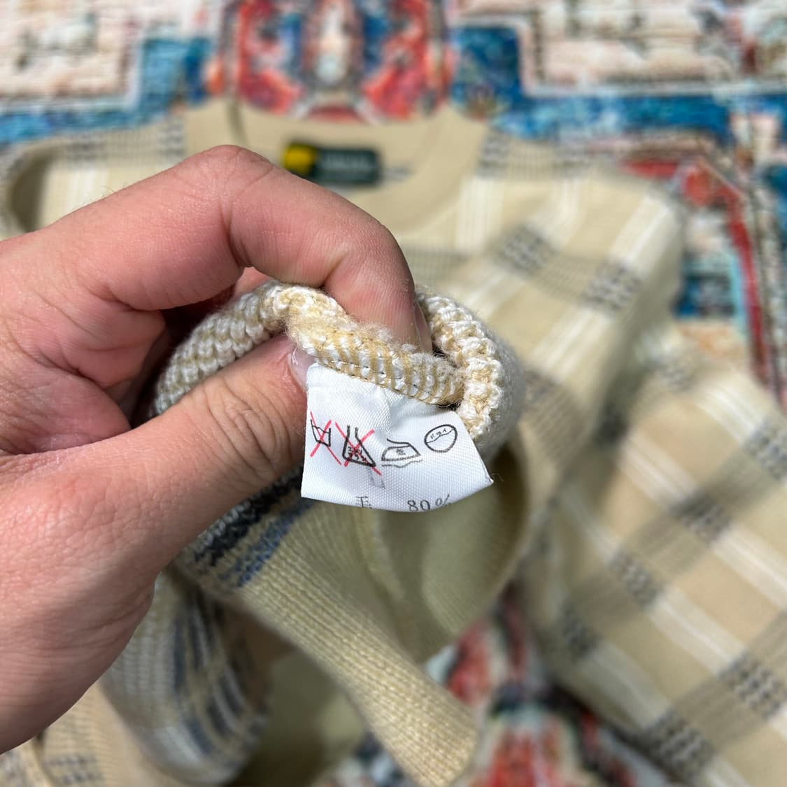 [L] 90s 골든베어 체크패턴 크루넥 니트 상품이미지5