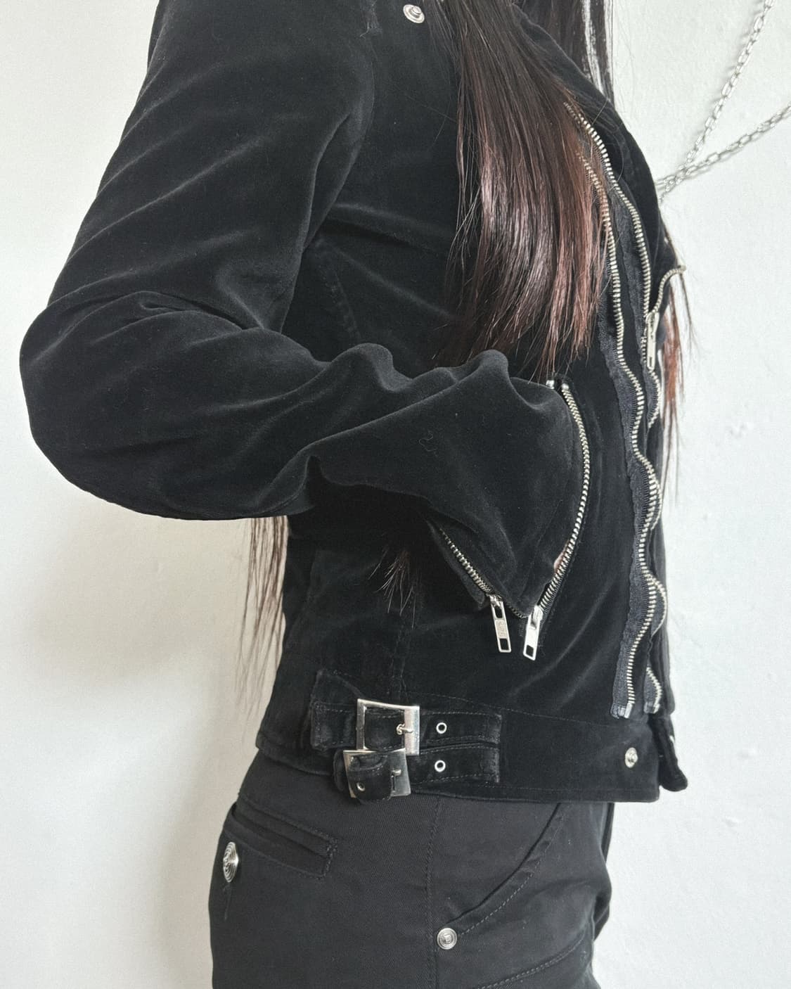 JPN VTG 프리슈렁크 더블지퍼 벨벳 라이더자켓 상품이미지5