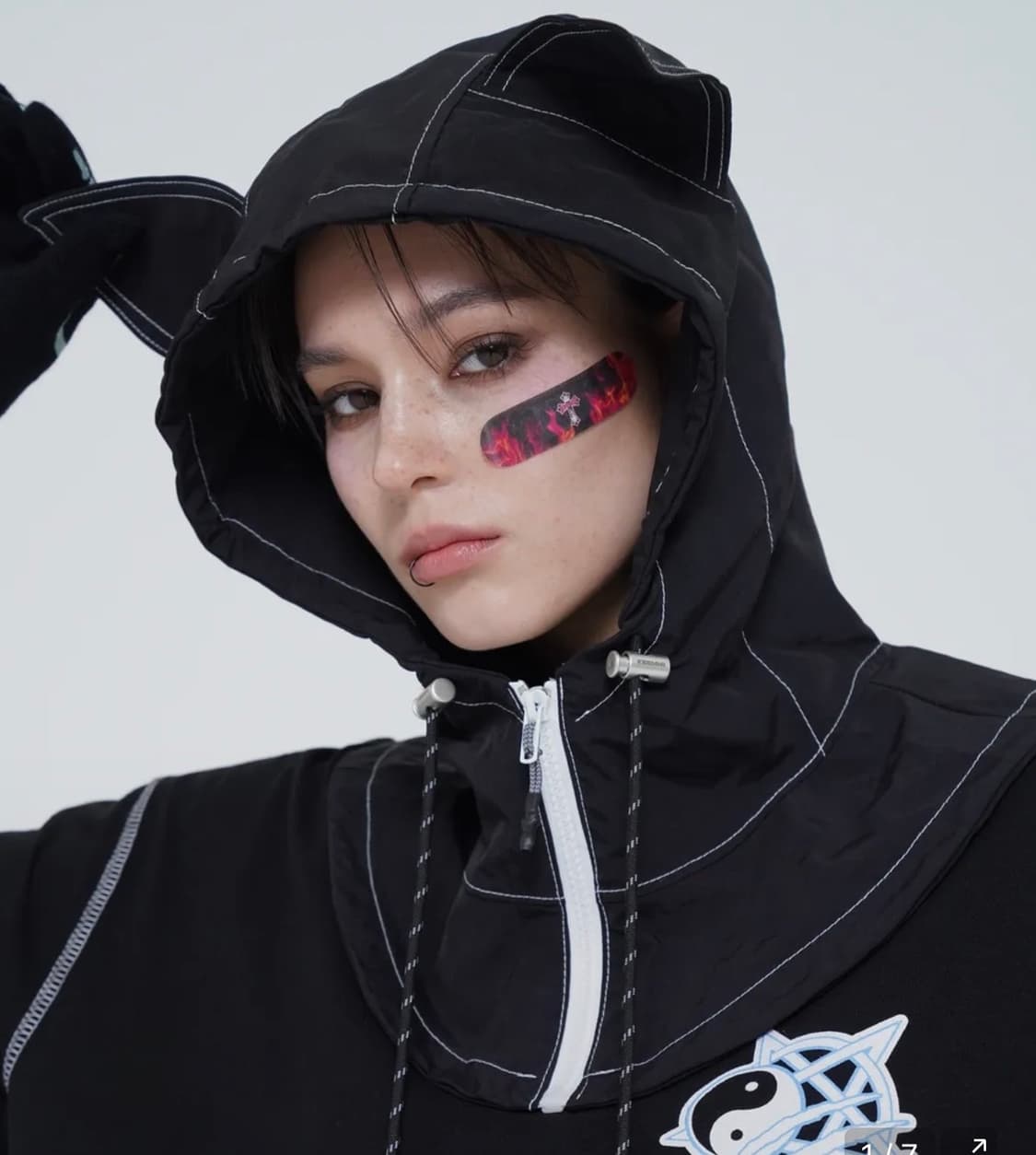 킴히 KEEMHII 캣 이어 스티치 바라클라바 블랙 네코미미 상품이미지1